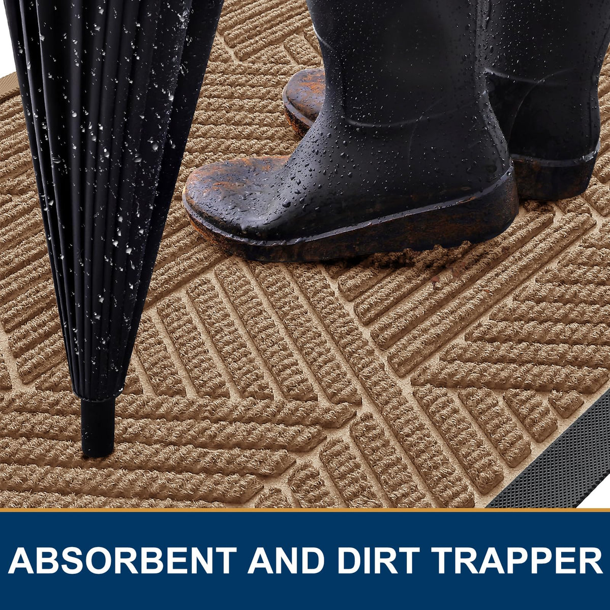 Smiry natural rubber edge prevents water pooling at the entry.