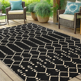 Smiry durable polypropylene weave offers soft underfoot on a patio.