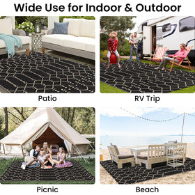 Smiry outdoor rug ideal for picnics, beaches, and decks.