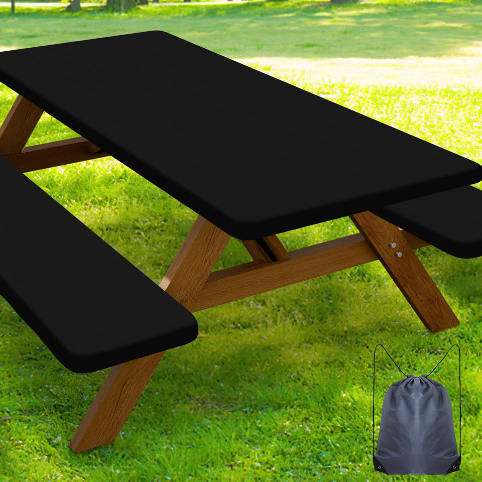 Smiry picnic table cover 72x30 on table with snug fit and spill protection