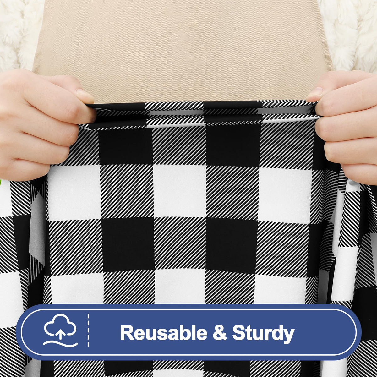 Close-up of Smiry elastic edge securing the cover on a windy day