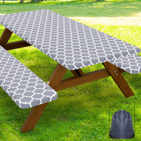 Smiry picnic table cover grey protecting 96x30 table from spills and stains