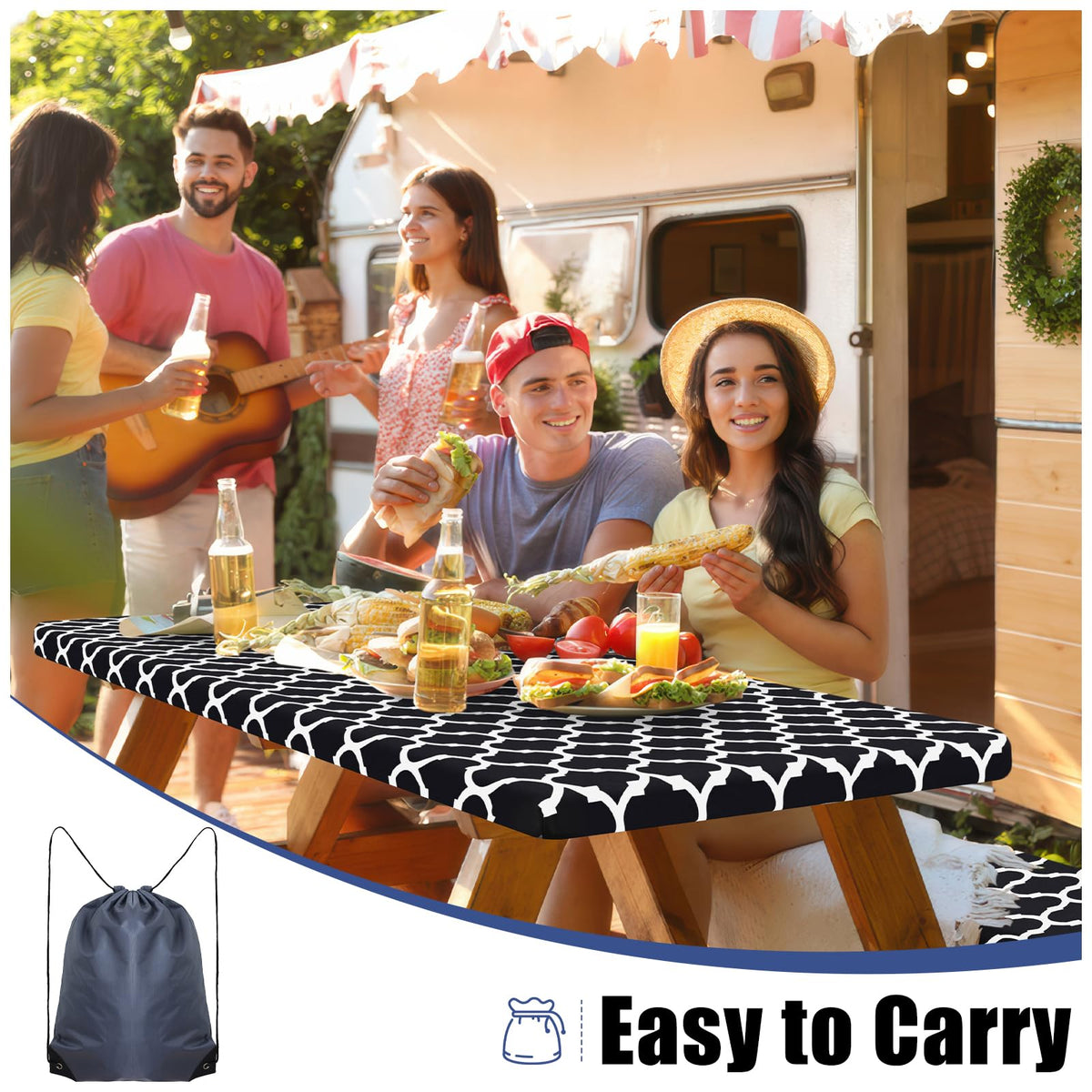 Smiry premium polyester material offers durable outdoor table protection.