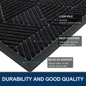 Smiry rubber edge door mat offers weatherproof durability for year-round use.