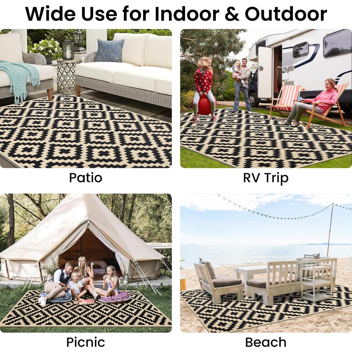 Smiry rug great for picnics camping RV trips and outdoor gatherings