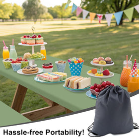 Smiry tablecloth laid out on a sunny outdoor picnic setup