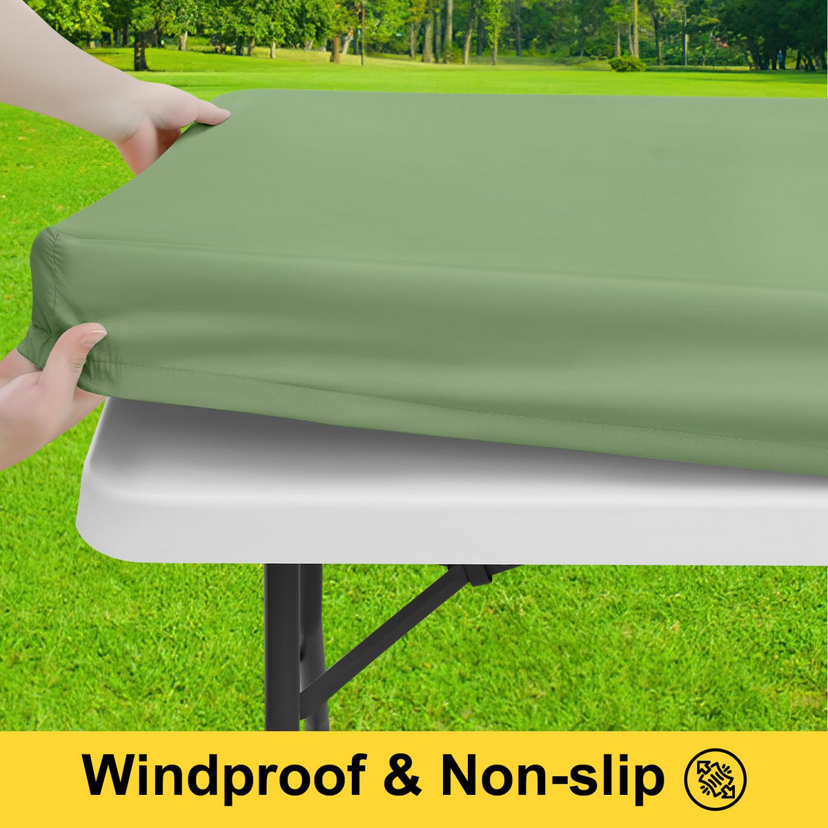 Smiry tablecloth waterproof layer close-up showing beads for easy spills cleanup