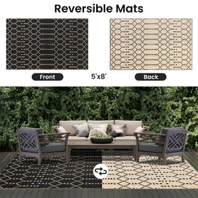 Smiry UV-protected outdoor mat guards color from sun.