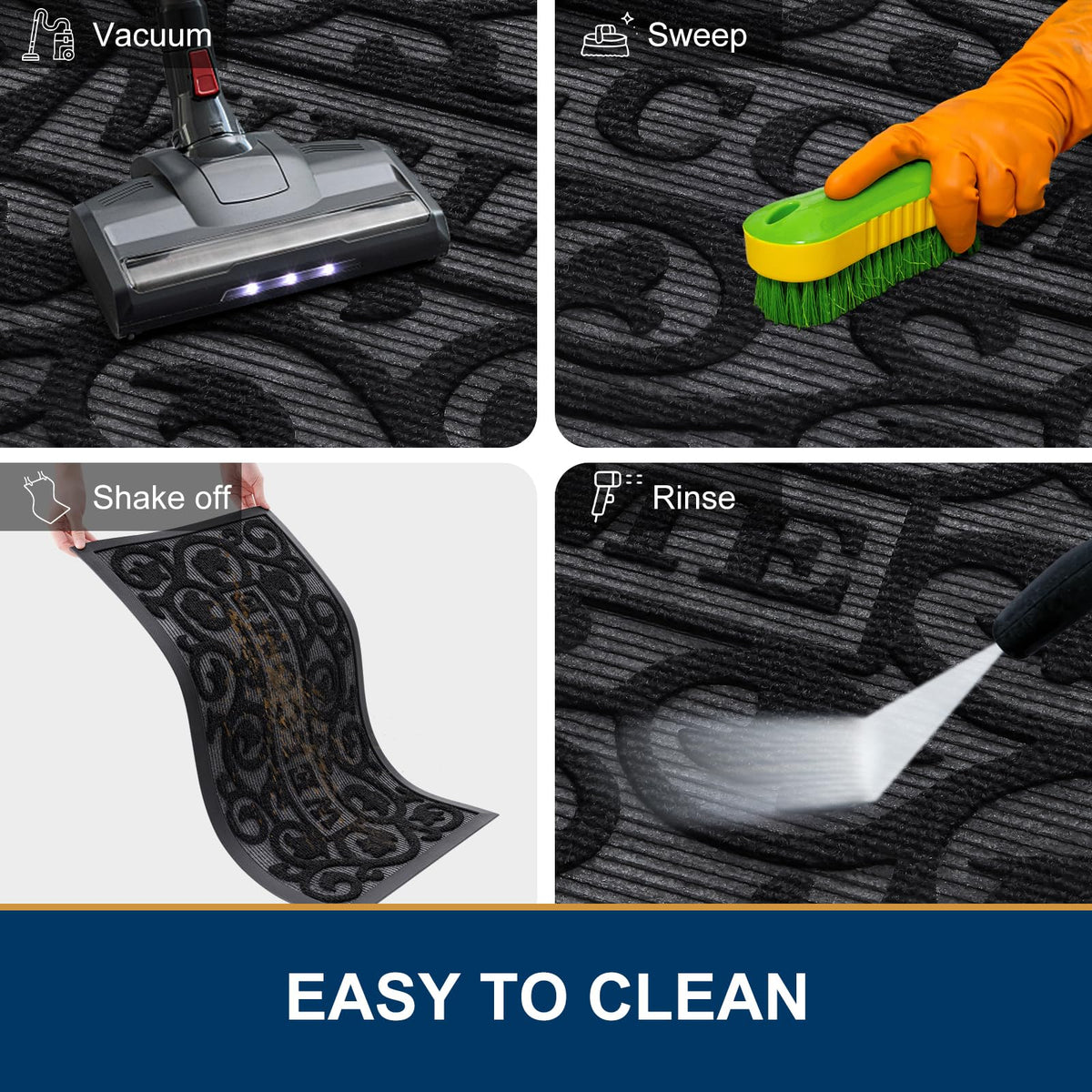 Smiry easy-clean door mat with quick wash and dry capability.