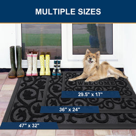 Smiry welcome door mat highlights moisture absorption for entry cleanliness.