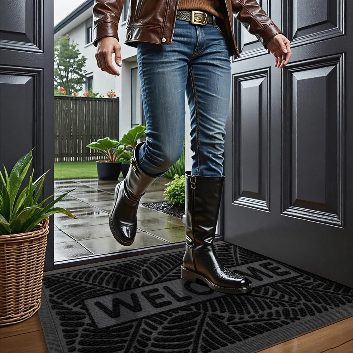 Smiry Welcome Mat durable doormat protects floors and welcomes guests.