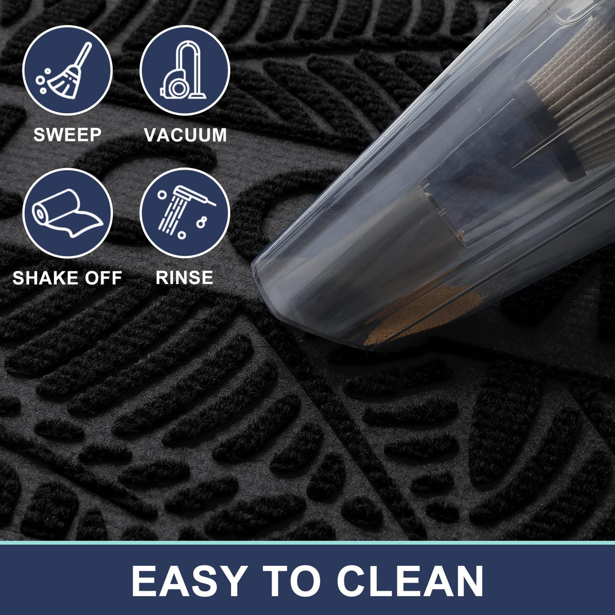 Smiry Welcome Mat easy to clean, shake, rinse, and air dry.