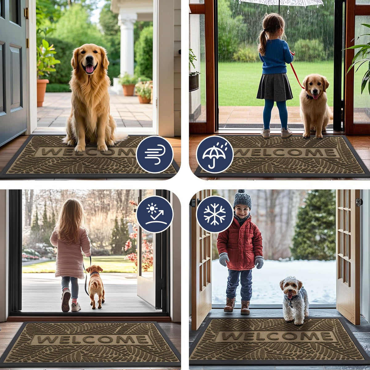 Indoor-outdoor Smiry Welcome Mat suitable for verandas, foyers, and patios