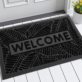 Smiry Welcome Mat close-up of woven surface traps moisture and dirt at the doorway.