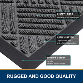 Smiry woven polyester surface captures dust, gravel, mud, and sand.