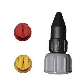Lockable shut-off on 190447 helps reduce hand fatigue during extended spraying.