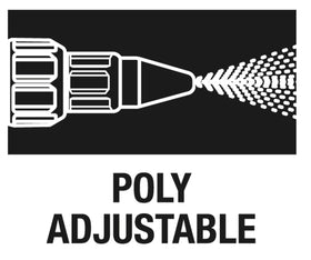 Smith Performance Sprayers poly adjustable nozzle supports cone to stream applications.