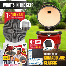 Smoker Chef 150-inch fiberglass gasket package ready for replacement in a ceramic grill