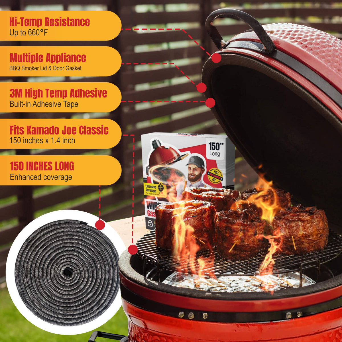 Smoker Chef durable steel mesh core adds structure for heat stability during cooking