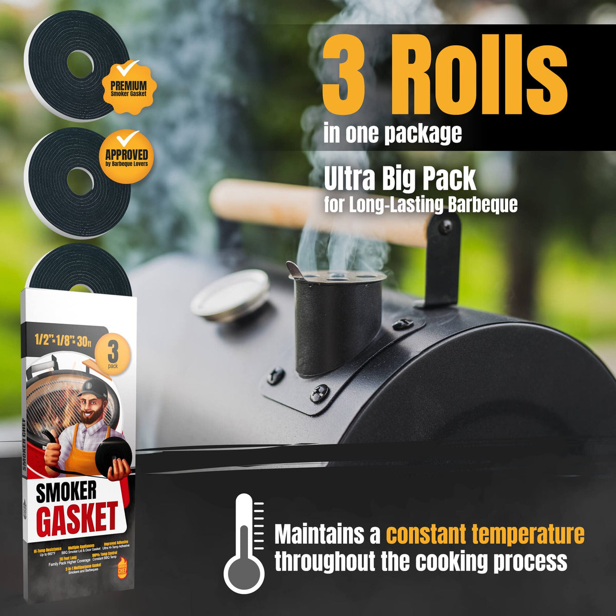 Smoker Chef hi-temp fire tape roll showing heat resistance and durable adhesion