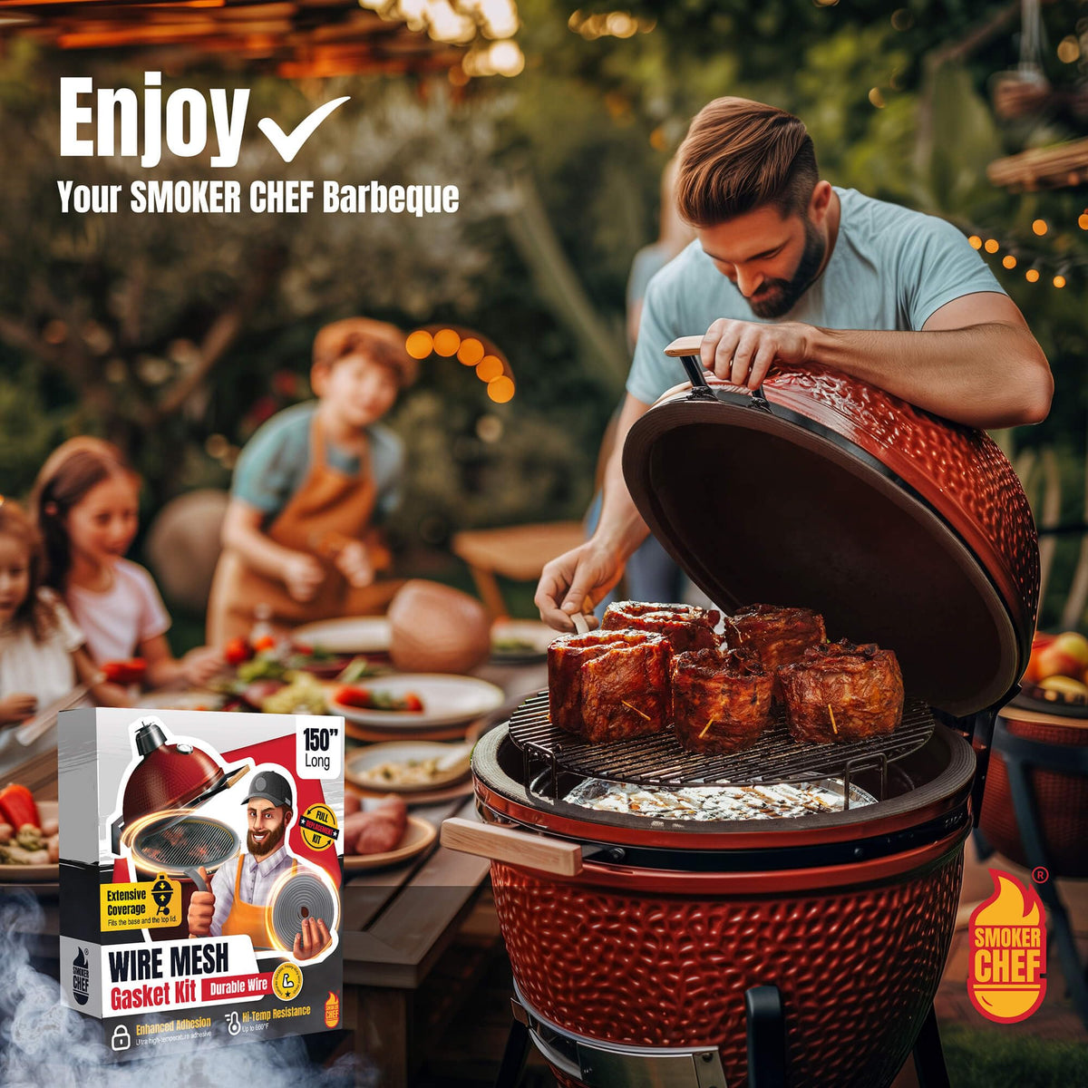 Smoker Chef gasket kit supports temperature control with compatible Kamado Joe accessories