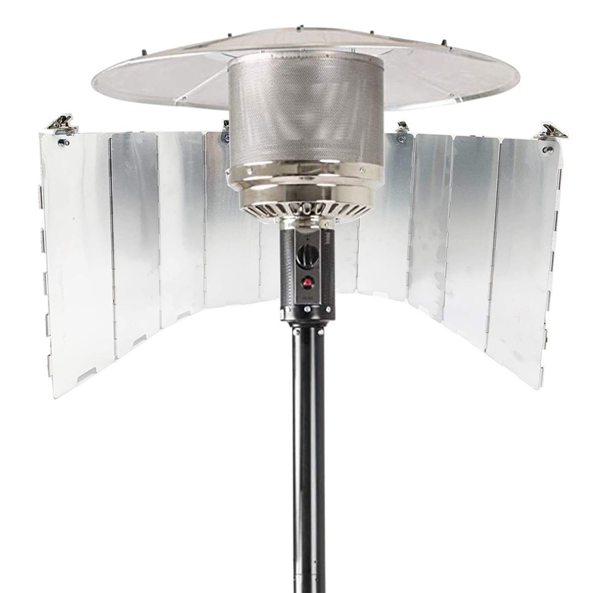 Smokitcen adjustable heat focusing reflector for patio heaters improves warmth distribution