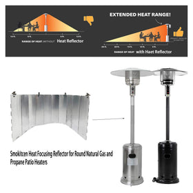 Smokitcen patio heater heat range extender reflector enhances seating area warmth