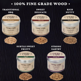 Smoky Crafts hickory pack wood chips enhance bold, savory smoke for grilling.
