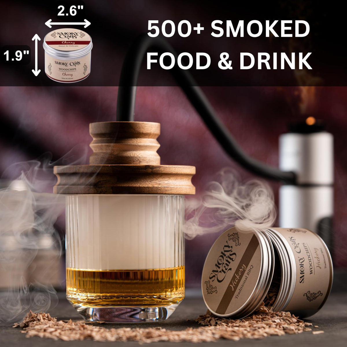Smoky Crafts mesquite pack wood chips deliver earthy smoke for robust meats.