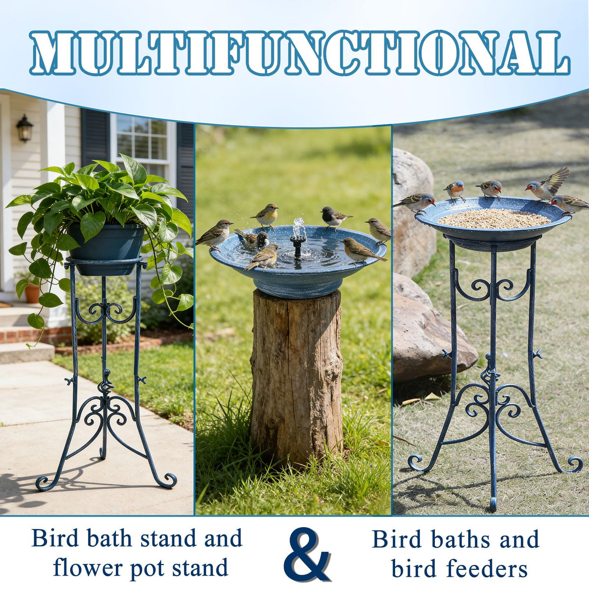 SMQLJXC bird bath bowl with rust-proof coating and durable finish.