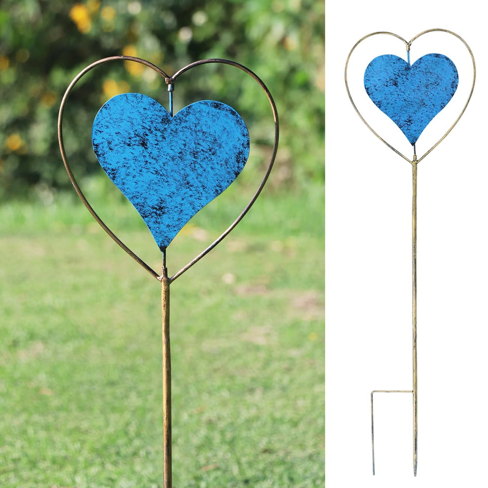 SMQLJXC rotating heart garden stake adds color with wind-driven motion.