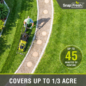 Close-up of SnapFresh mower blade design highlighting cutting efficiency