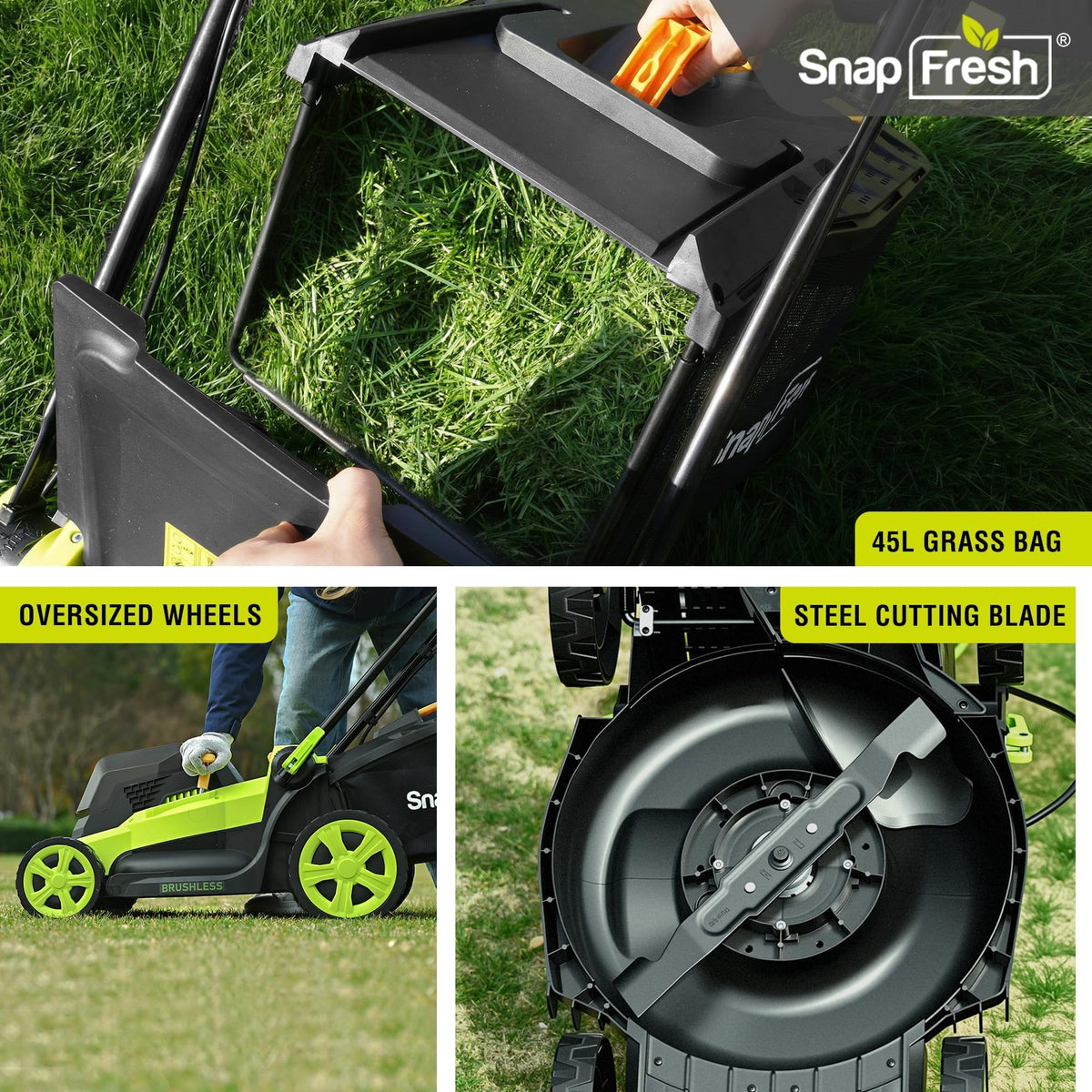 Height adjustment lever on SnapFresh mower for quick grass settings