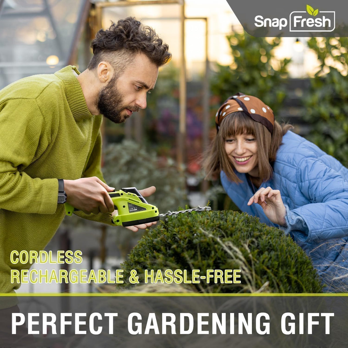 SnapFresh cordless set includes battery and charger for immediate setup