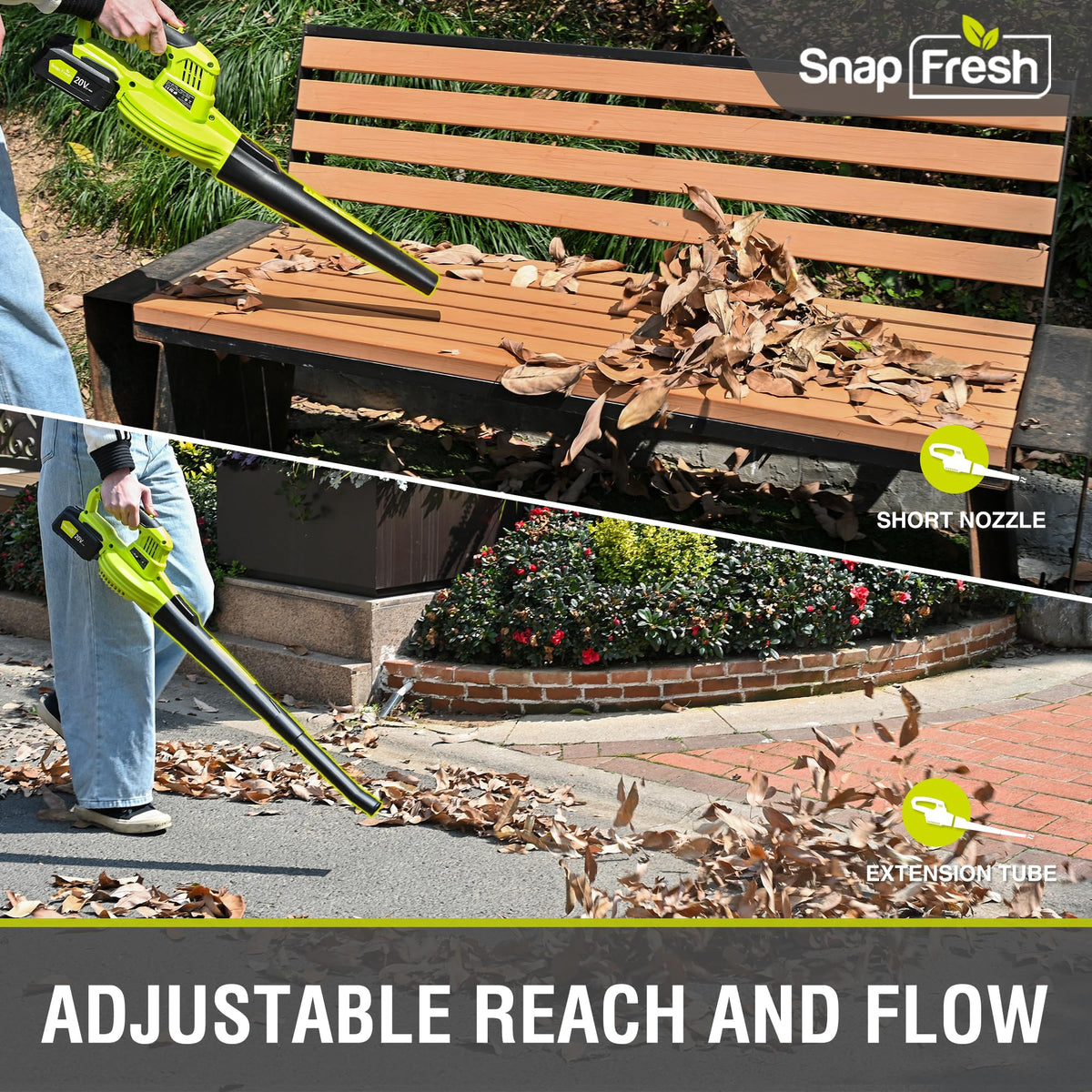 Detachable tube on the SnapFresh blower for targeted airflow control.