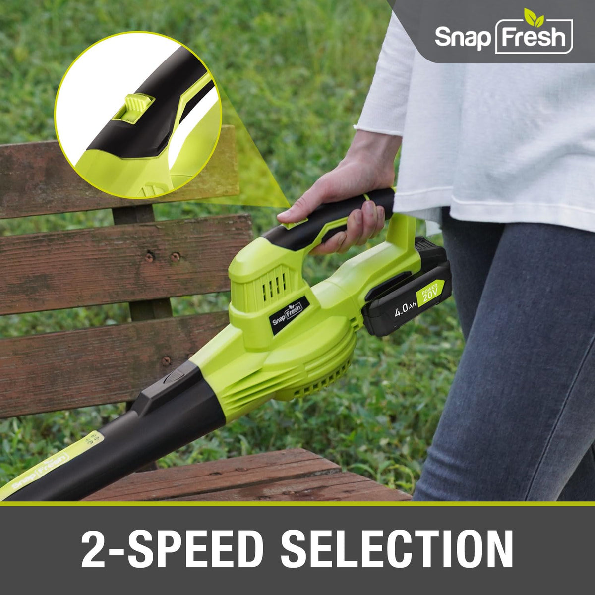 Fast charger recharging the SnapFresh battery in about 50 minutes.