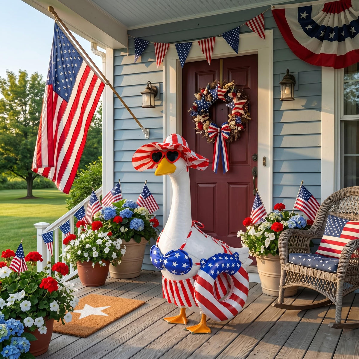 SNASRHTY small flag accents patriotic outdoor decor.