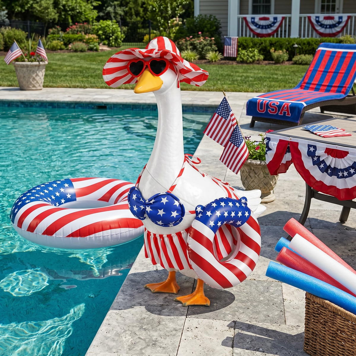 SNASRHTY skirt outfits the goose statue for yard displays.