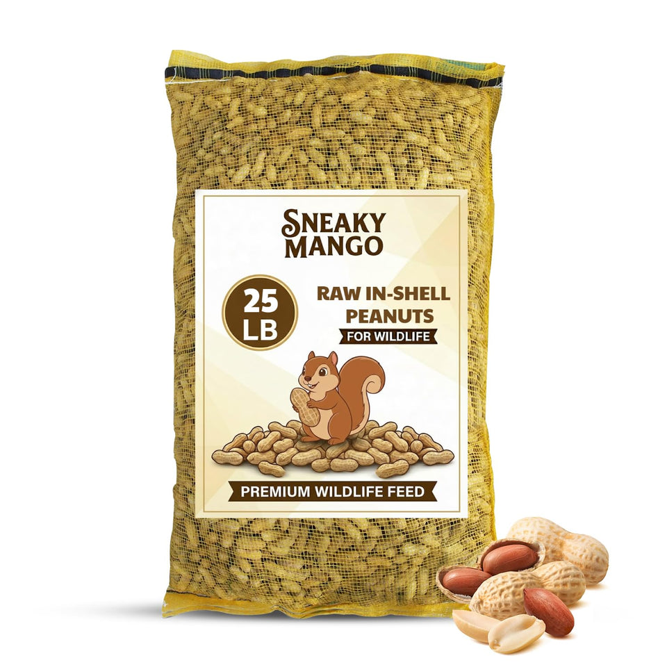 Sneaky Mango 25-pound raw peanuts in shell for bulk wildlife feeding in the backyard.
