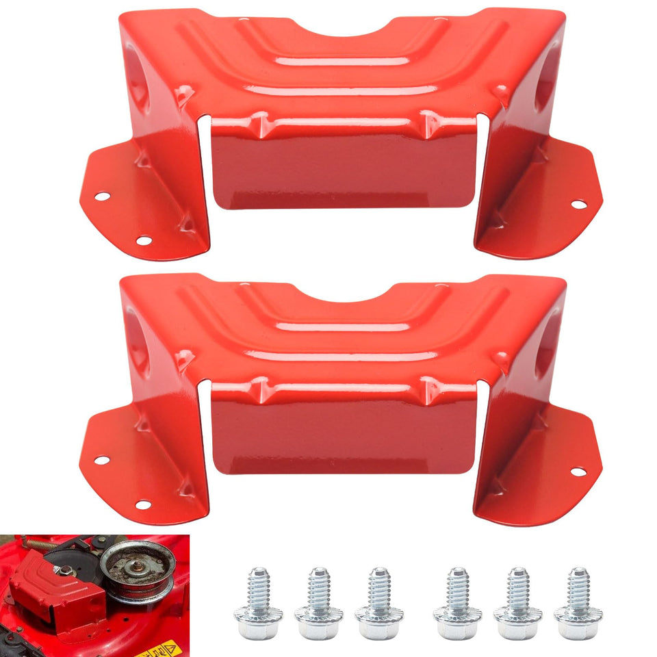 SnowBear red deck belt cover close-up showing durable protection for mower decks