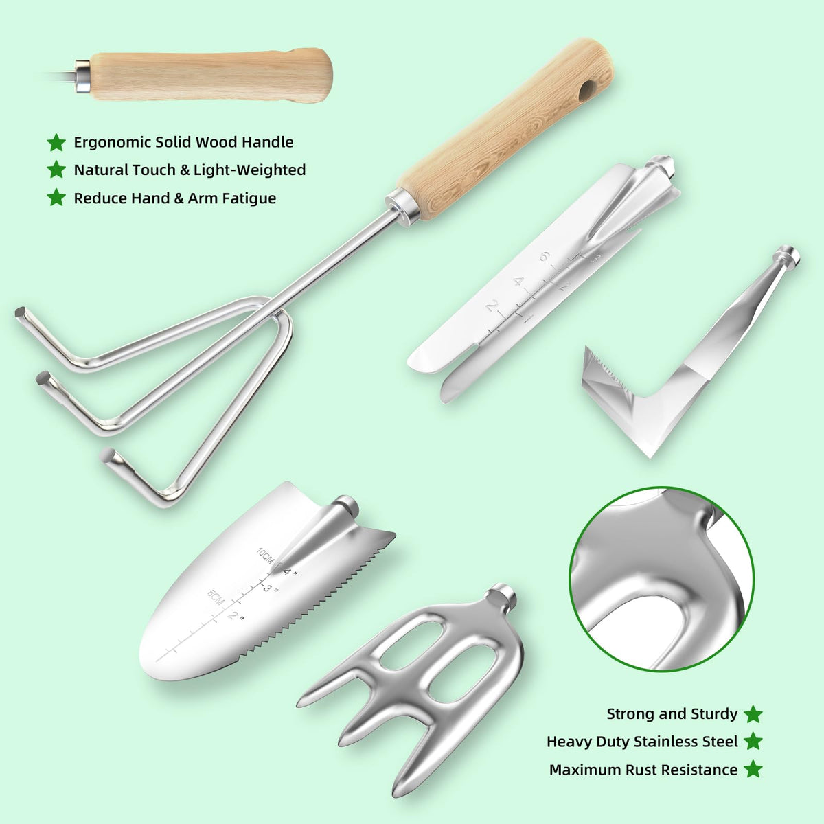Snuggalux Garden Tools Set clear pocket tote for quick access.
