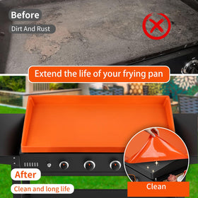 Snuggery 29in mat provides heat resistance up to 446°F, guarding the griddle after use.