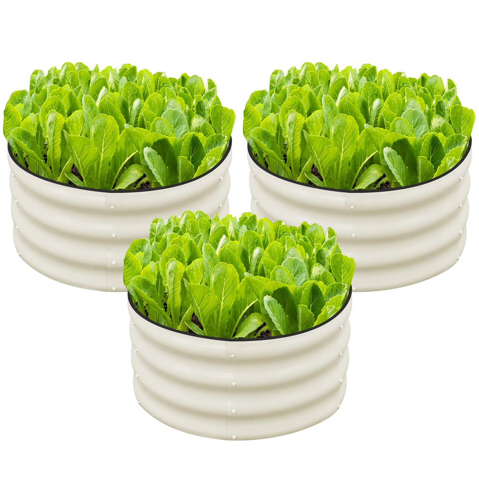 SnugNiture 3-Pcs round galvanized bed assembly for quick setup and planting
