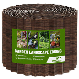 SnugNiture corrugated edging close-up highlights durable brown metal finish for long-lasting borders.