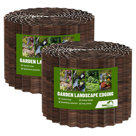 SnugNiture corrugated garden edging in brown for durable lawn borders