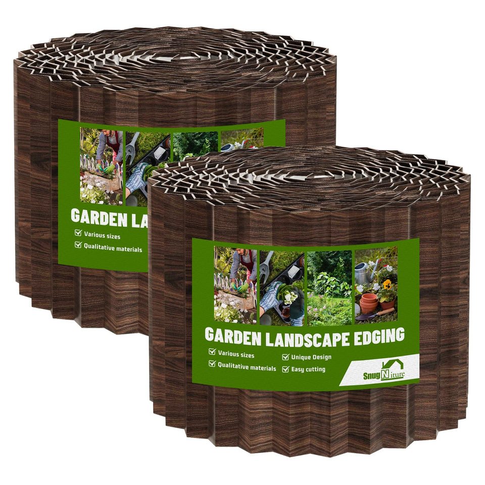 SnugNiture corrugated garden edging in brown for durable lawn borders