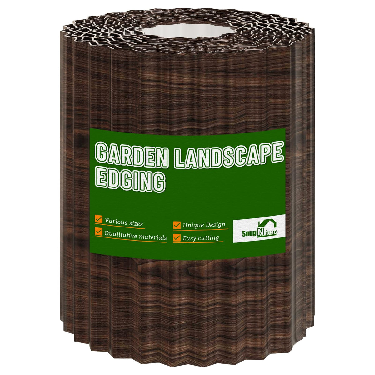 SnugNiture corrugated metal edging defines 8-inch garden borders with lasting durability.