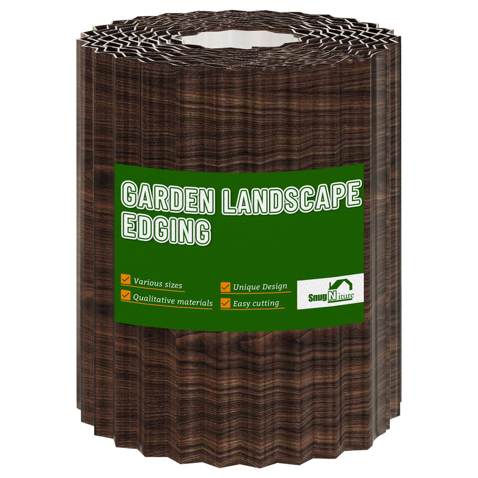 SnugNiture corrugated metal edging defines 8-inch garden borders with lasting durability.