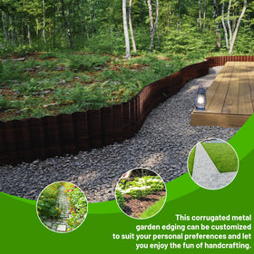 Flexible corrugated design bends smoothly around curves for custom border shaping.