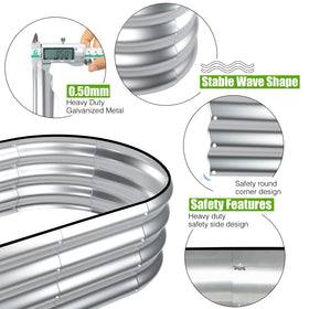 SnugNiture galvanized raised bed side view emphasizes open-bottom drainage for healthy roots.